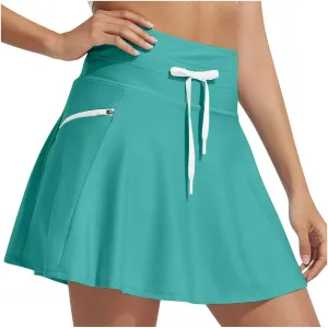DDAPJ pyju Women's High Waisted Swim Skirt Tummy Control Tankini Swimsuit Skort Bathing Suit Bottoms with Zipper Pocket
