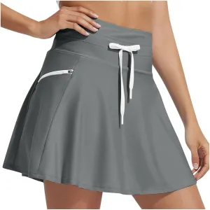 DDAPJ pyju Women's High Waisted Swim Skirt Tummy Control Tankini Swimsuit Skort Bathing Suit Bottoms with Zipper Pocket