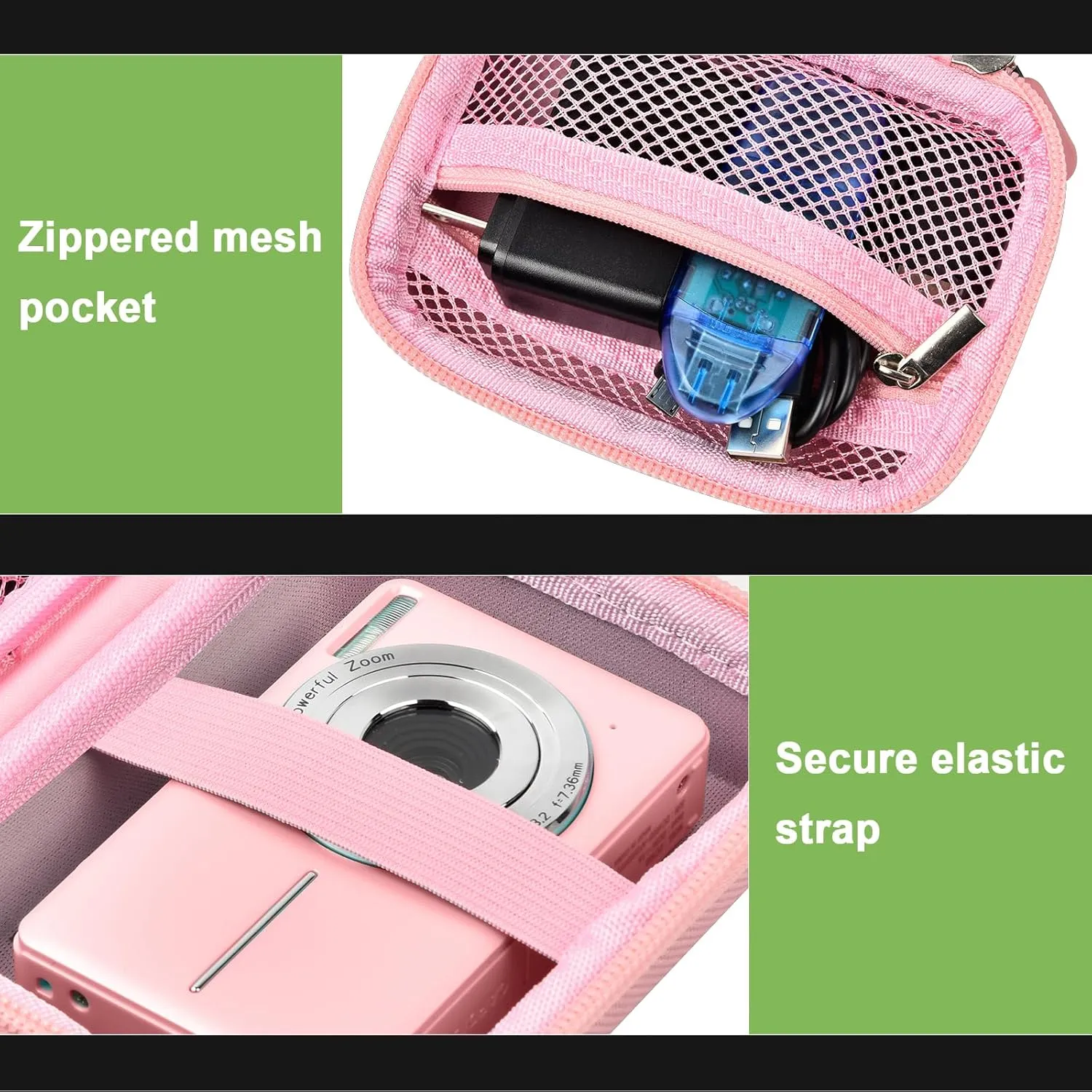 Digital Camera Case Compatible with VAHOIALD FHD 1080P/ for CAMKORY Digital Point and Shoot/for KODAK PIXPRO FZ45-BK 16MP Vlogging/for IWEUKJLO/for Nsoela, Holder for SD Card More- Pink (Box Only)