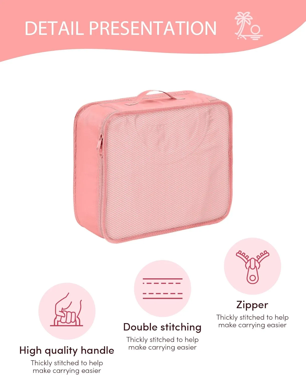DIMJ Packing Cubes 8 Pcs - Travel Cubes for Suitcase Lightweight Travel Essential Bag with Large Toiletries Bag for Clothes Shoes Cosmetics Toiletries (Pink)
