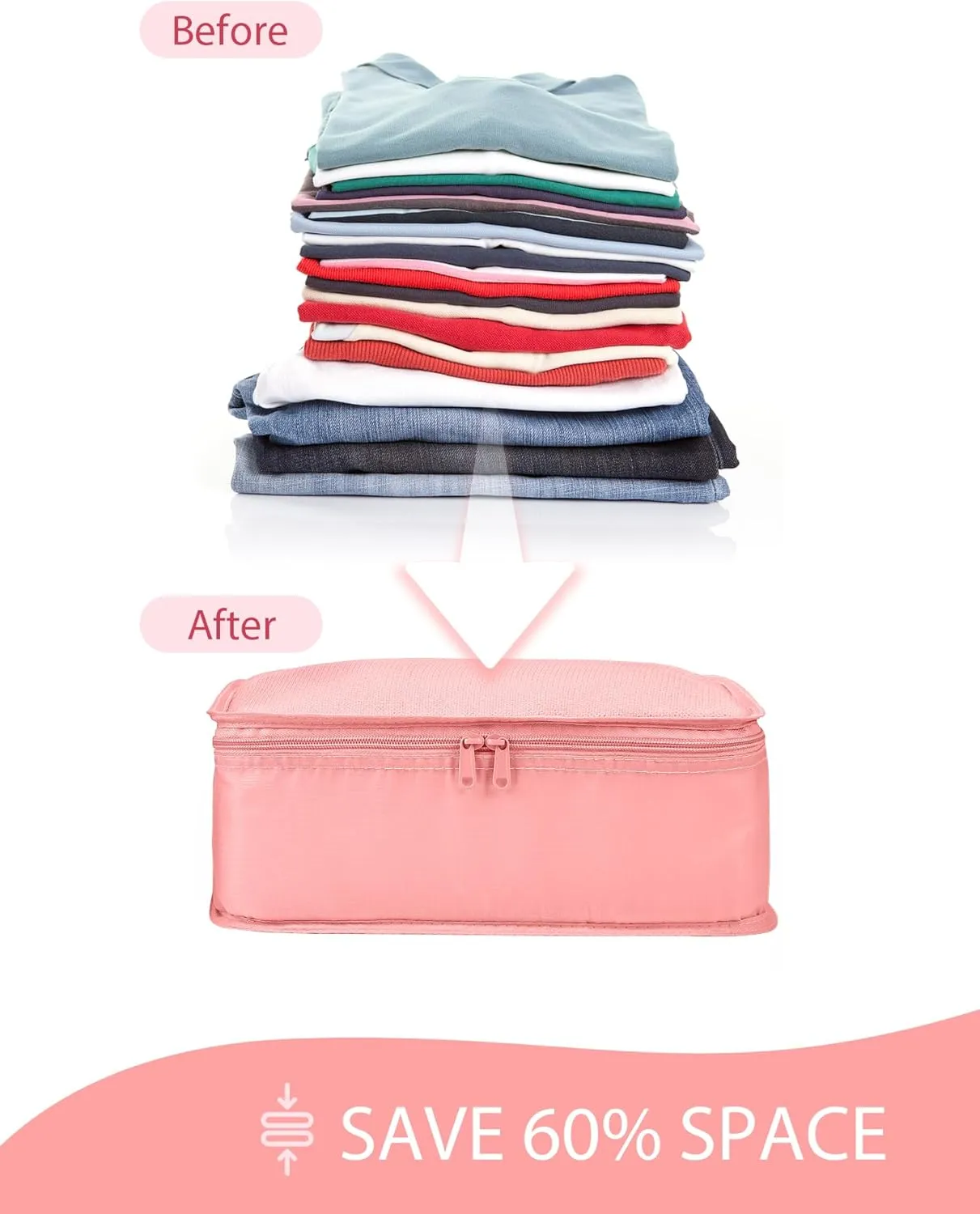 DIMJ Packing Cubes 8 Pcs - Travel Cubes for Suitcase Lightweight Travel Essential Bag with Large Toiletries Bag for Clothes Shoes Cosmetics Toiletries (Pink)