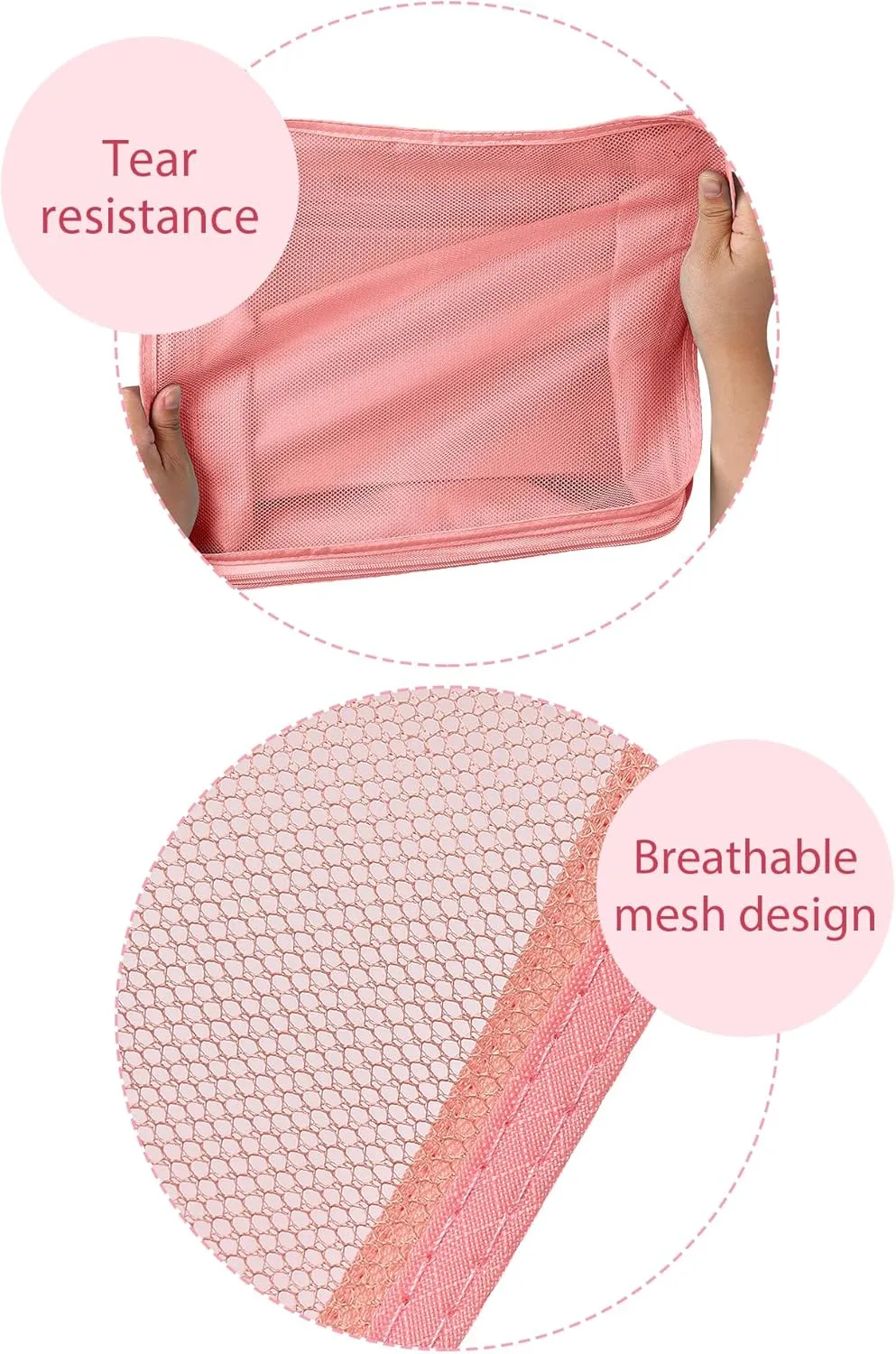 DIMJ Packing Cubes 8 Pcs - Travel Cubes for Suitcase Lightweight Travel Essential Bag with Large Toiletries Bag for Clothes Shoes Cosmetics Toiletries (Pink)