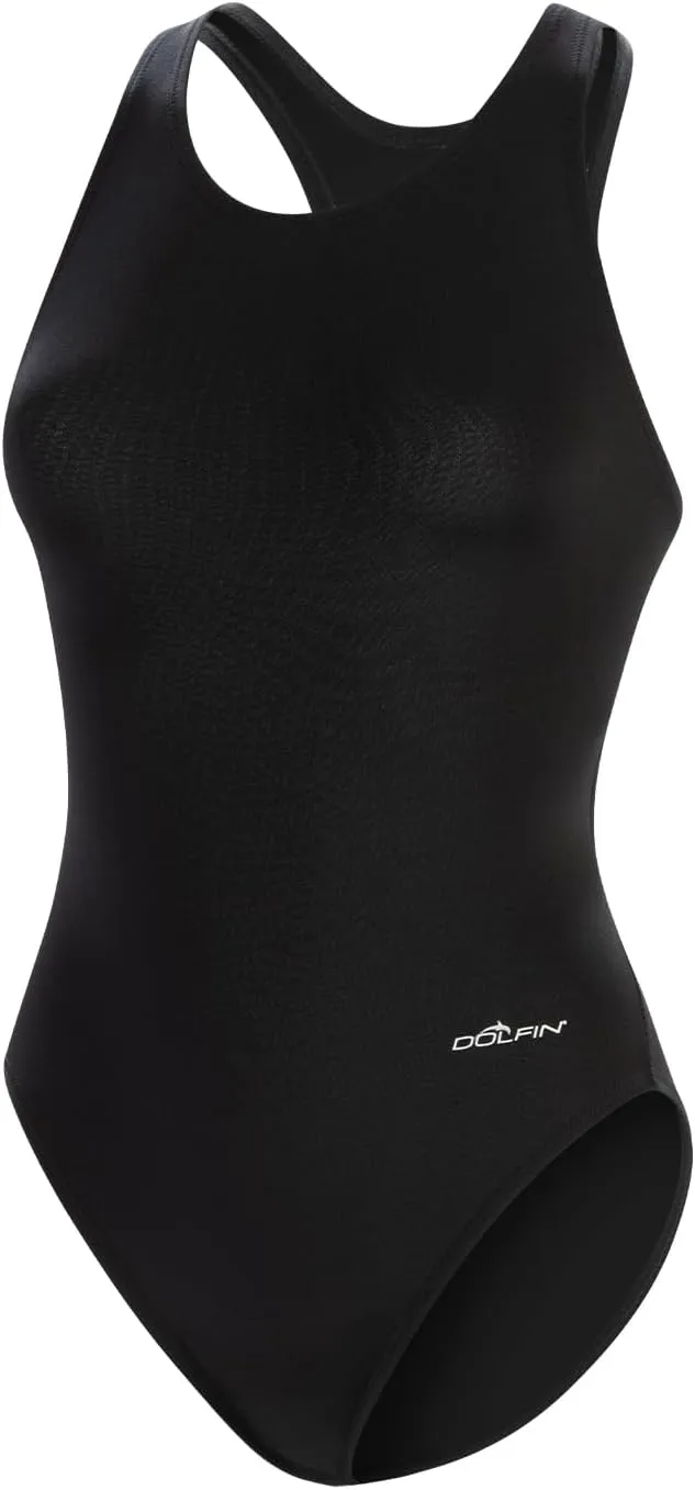 Dolfin Swimwear Athletic One Piece Swimsuit - Pro Racerback Straps and Keyhole Back for Training, Sports, and Fitness