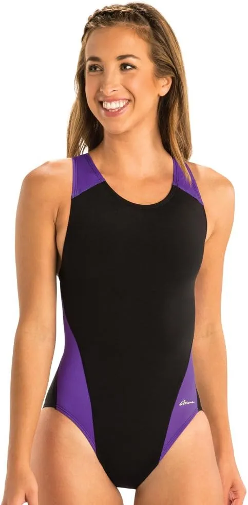 Dolfin Swimwear Athletic One Piece Swimsuit - Pro Racerback Straps and Keyhole Back for Training, Sports, and Fitness