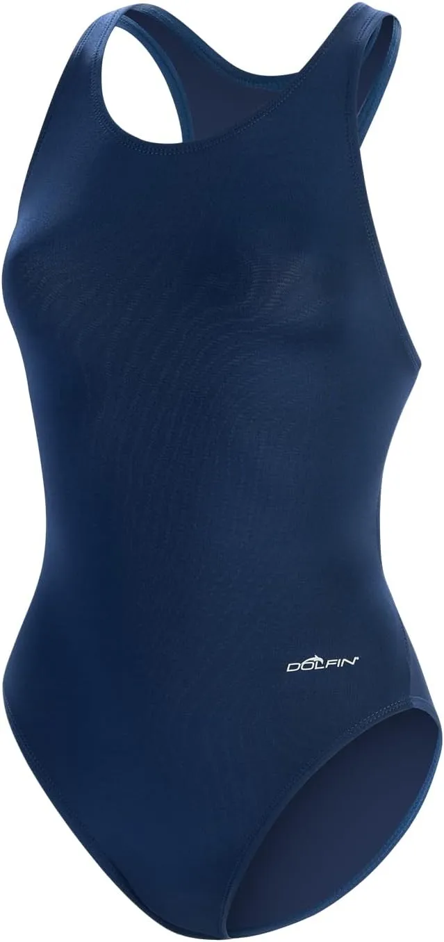 Dolfin Swimwear Athletic One Piece Swimsuit - Pro Racerback Straps and Keyhole Back for Training, Sports, and Fitness