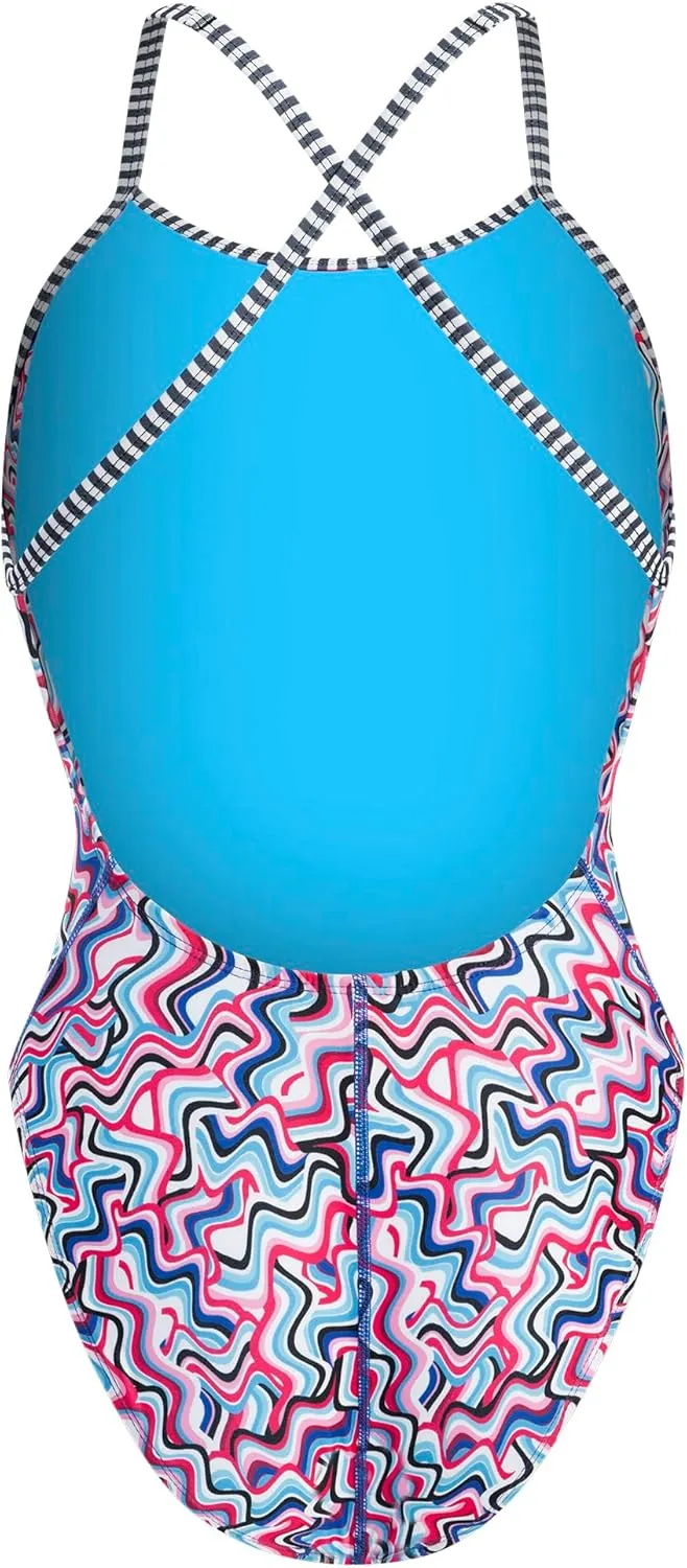 Dolfin Uglies Womens Print One Piece Swimsuit - Athletic Diver Back Practice Suit for Training Sports and Fitness