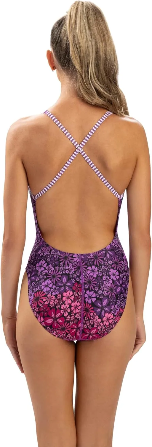 Dolfin Uglies Womens Print One Piece Swimsuit - Athletic Diver Back Practice Suit for Training Sports and Fitness