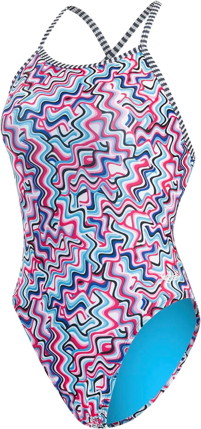 Dolfin Uglies Womens Print One Piece Swimsuit - Athletic Diver Back Practice Suit for Training Sports and Fitness