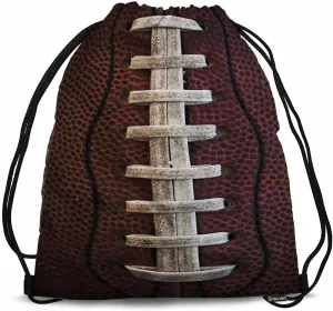 Drawstring Bag American Football Waterproof Basketball Bag Ball with Visible Laces Stitches Pigskin Pattern Stroage Shoes Ball