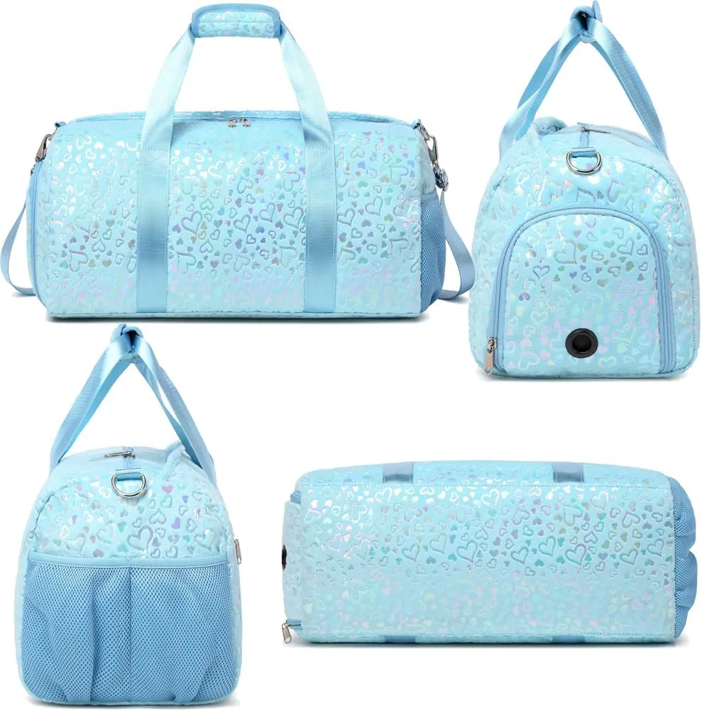 Duffel Bag for Girls Fluffy Dance Bag for Girls Ballet Bag Girls Gymnastic Bag Water Resistant Travel Duffle Bags with Shoes Compartment