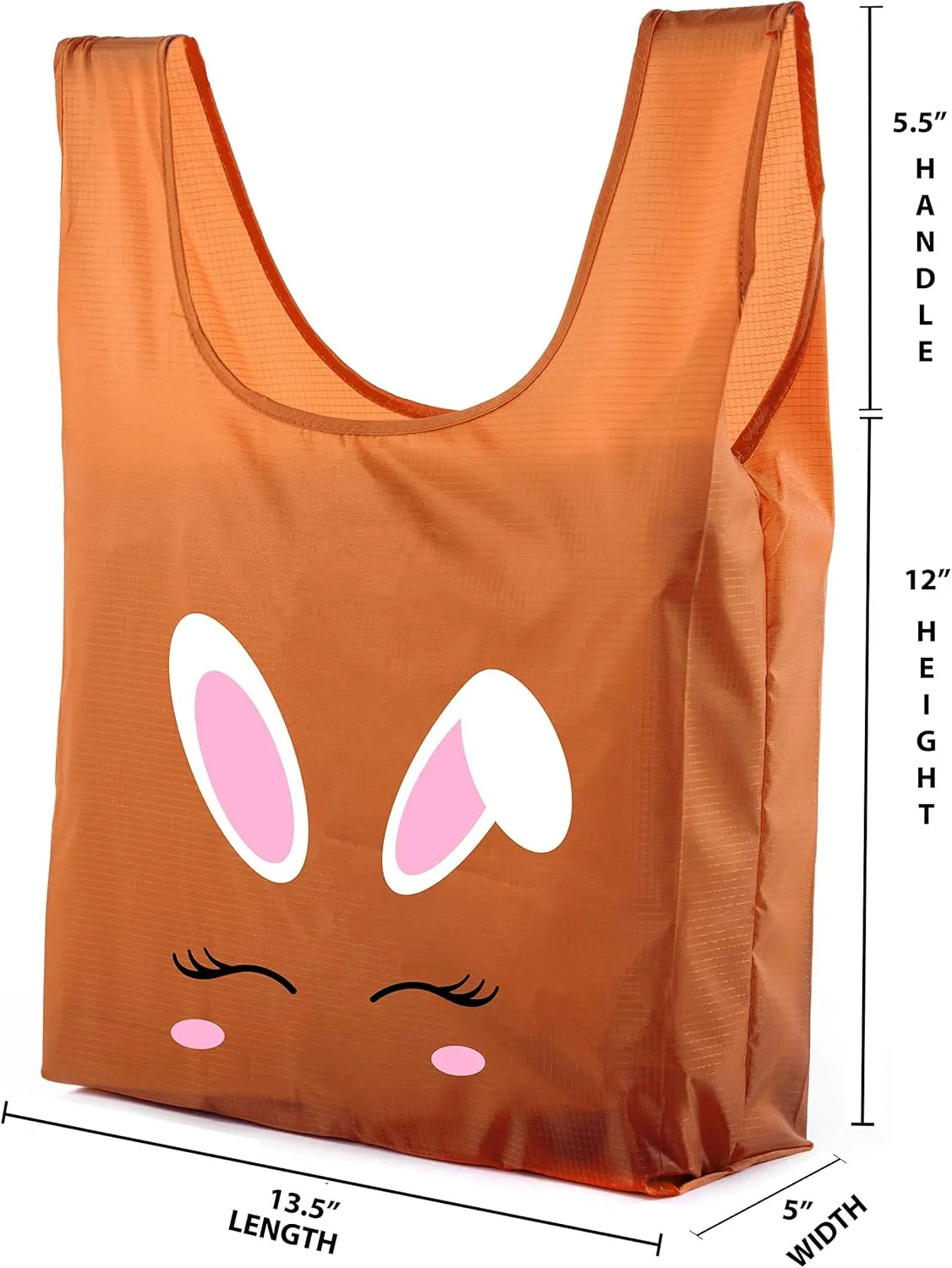 Easter Basket Bags, Bulk Reusable Grocery Bags, Easter Egg Hunt Tote Bags - Bunny Face