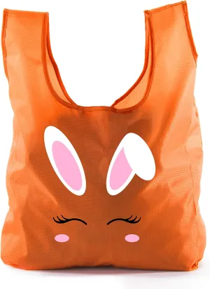 Easter Basket Bags, Bulk Reusable Grocery Bags, Easter Egg Hunt Tote Bags - Bunny Face