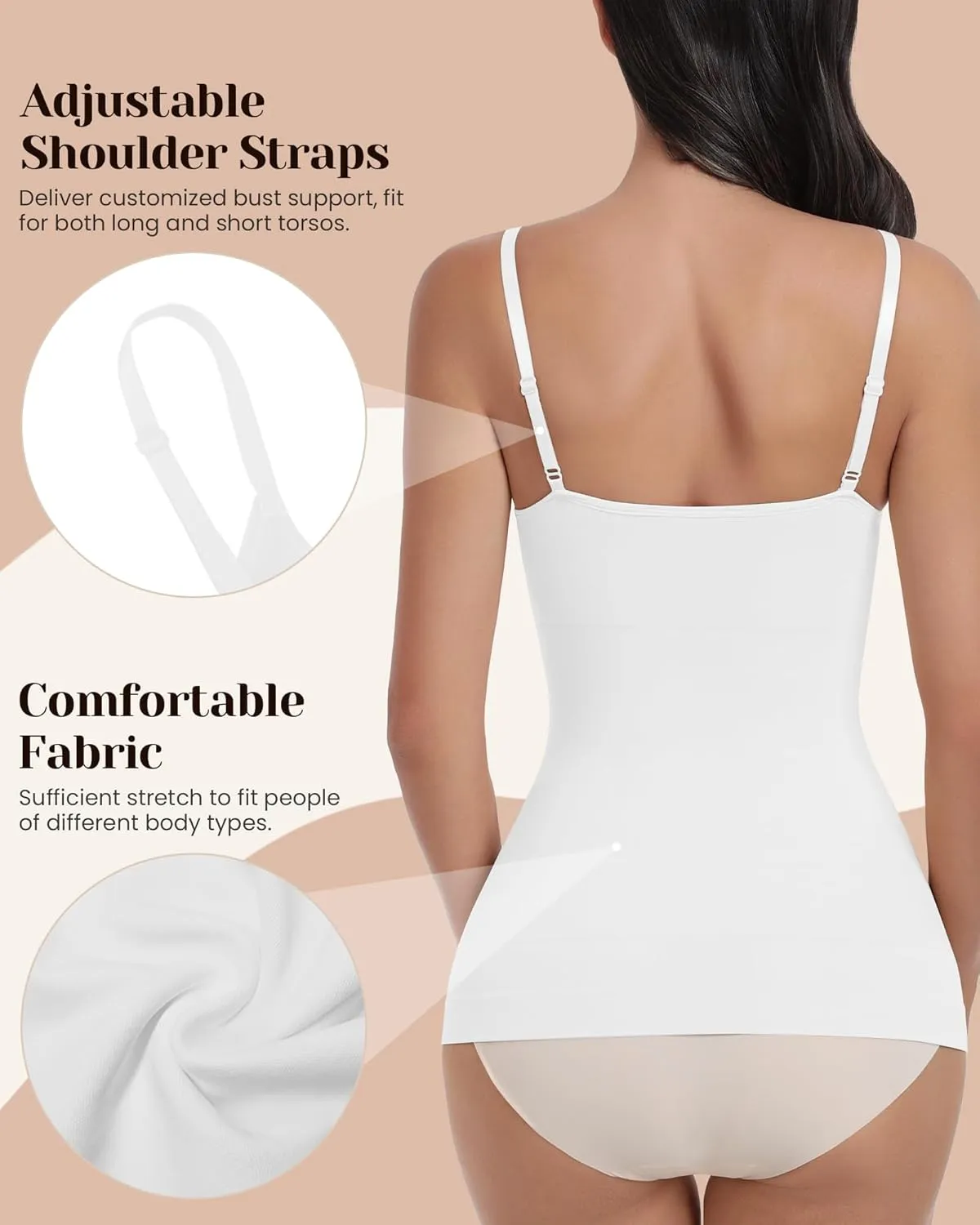 EUYZOU Womens Tummy Control Shapewear Tank Tops Seamless V-Neck Compression Tank Tops Body Shaper Camisole