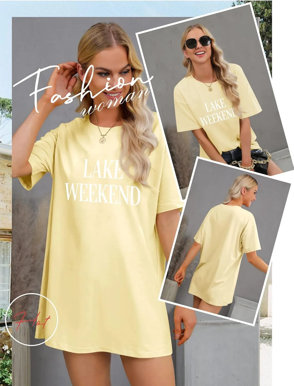 Ezcosplay Women Cute Lake Weekend Sweatshirt Letter Print Shirts Casual Loose Pullover Tops