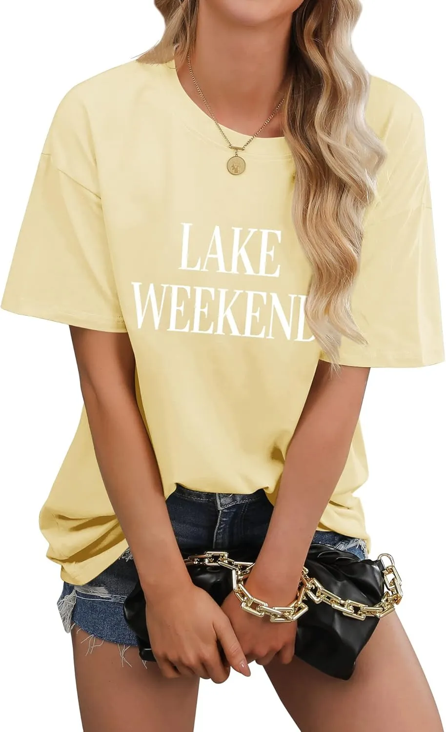Ezcosplay Women Cute Lake Weekend Sweatshirt Letter Print Shirts Casual Loose Pullover Tops