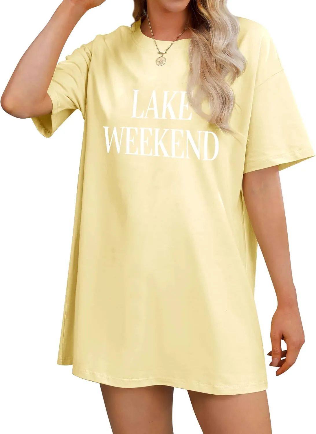 Ezcosplay Women Cute Lake Weekend Sweatshirt Letter Print Shirts Casual Loose Pullover Tops