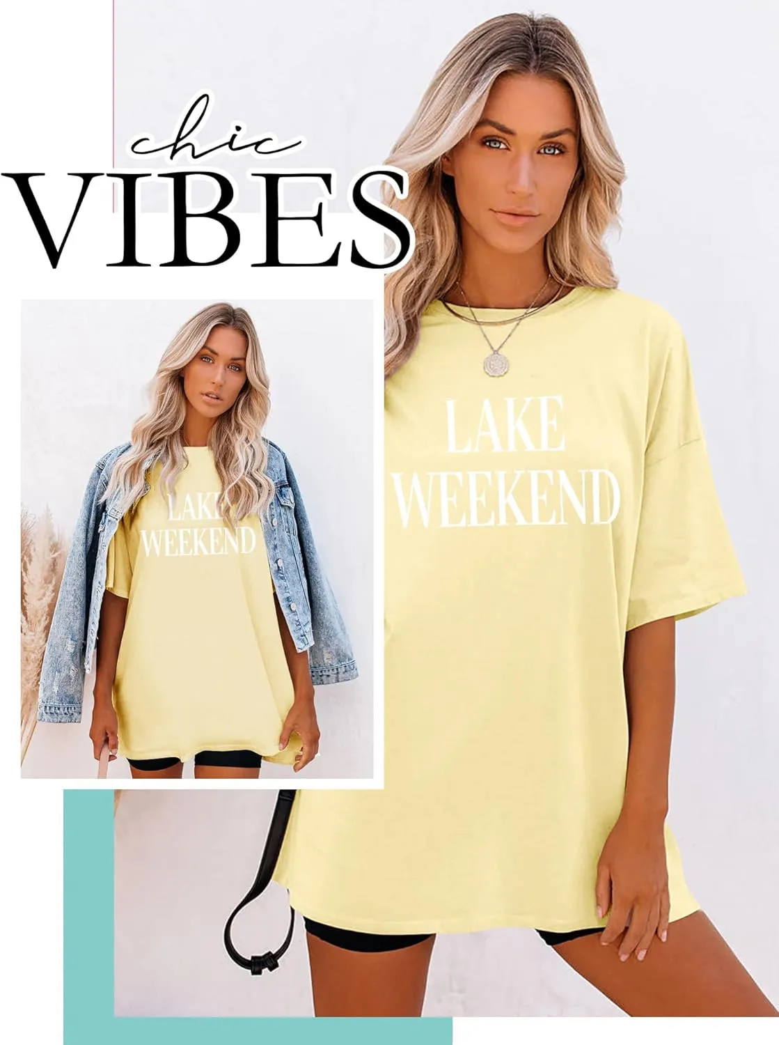 Ezcosplay Women Cute Lake Weekend Sweatshirt Letter Print Shirts Casual Loose Pullover Tops