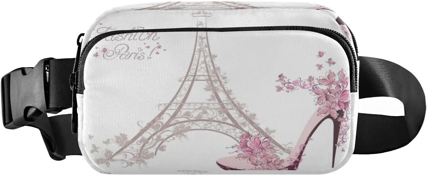 Fanny Packs for Women Men Eiffel Tower Shoes Belt Bag Waist Pouch Packs Butterfly Crossbody Bag Running Hiking Fanny Pack Gifts for Girls Boys