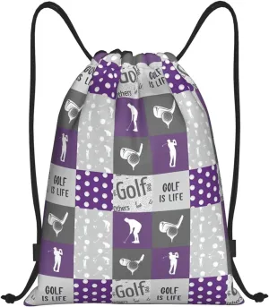 Fashion Funny Golf Sports Bag for Women Men Drawstring Backpack Bag Sackpack for Gym Shopping Sport Yoga