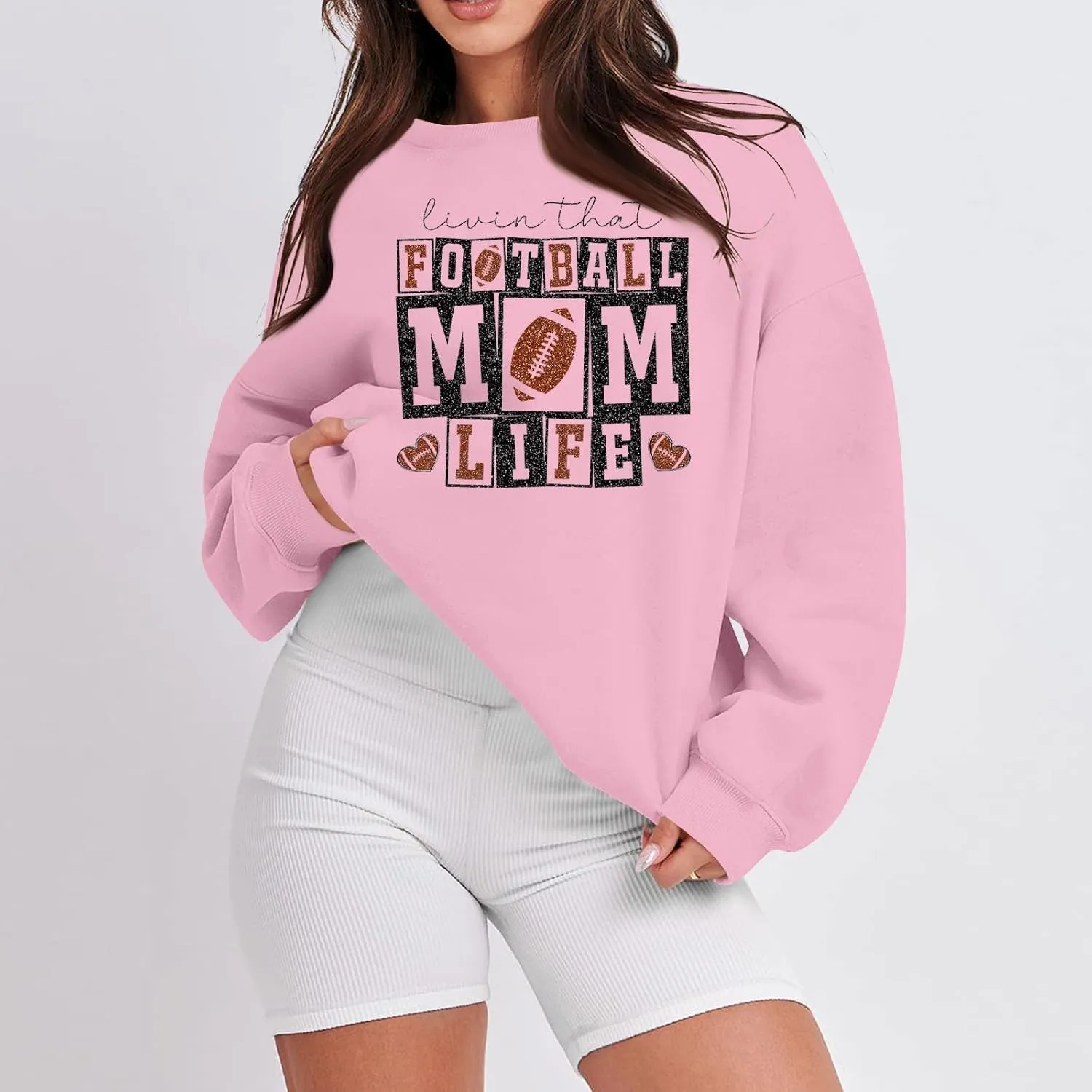 Football Mom Shirt Sunday Long Sleeve Pullover Crewneck Football Game Day Sweatshirt Fall Plus Size Outfits
