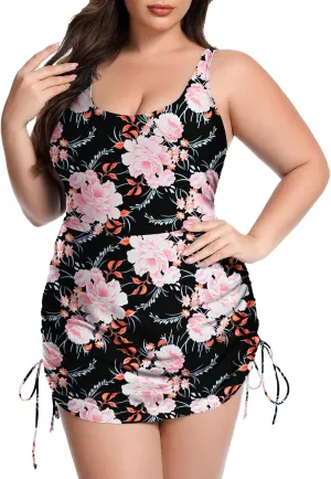 FOREYOND Women's Plus Size Swimdress One Piece Tummy Control Swimsuits Modest Full Coverage Bathing Suits Swimwear
