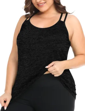 FOREYOND Women's Plus Size Workout Tank Tops Racerback Loose Fit Sport Athletic Tops Yoga Running Summer Shirts