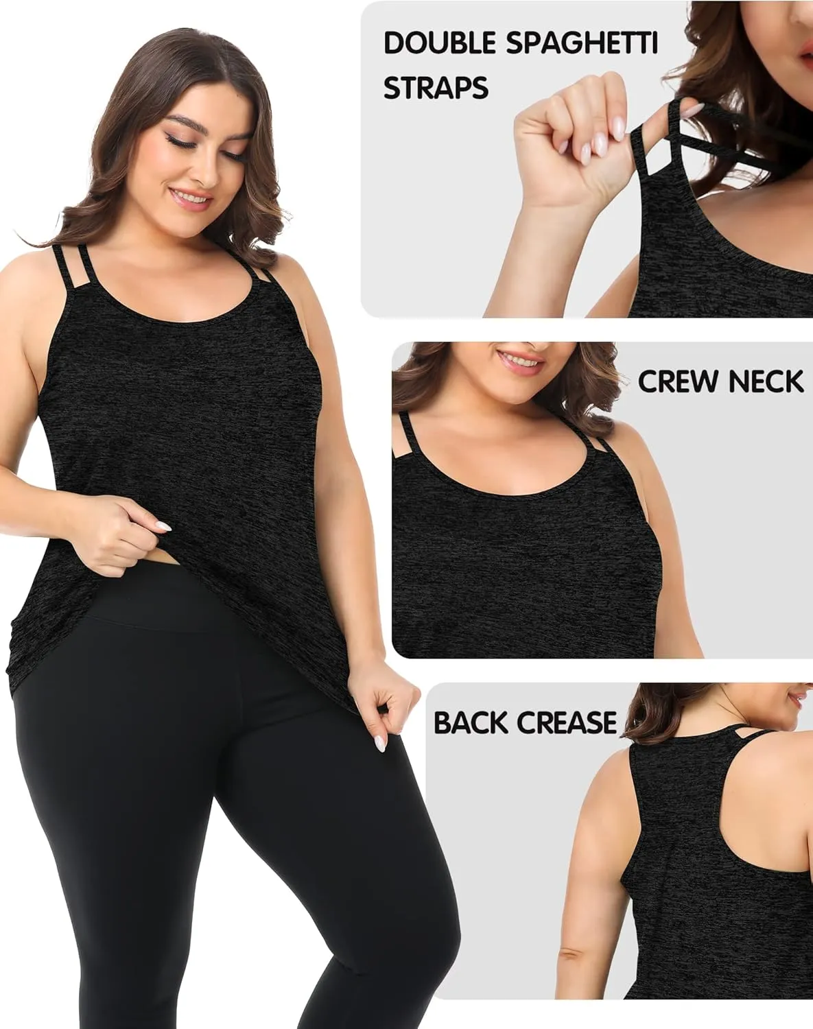 FOREYOND Women's Plus Size Workout Tank Tops Racerback Loose Fit Sport Athletic Tops Yoga Running Summer Shirts