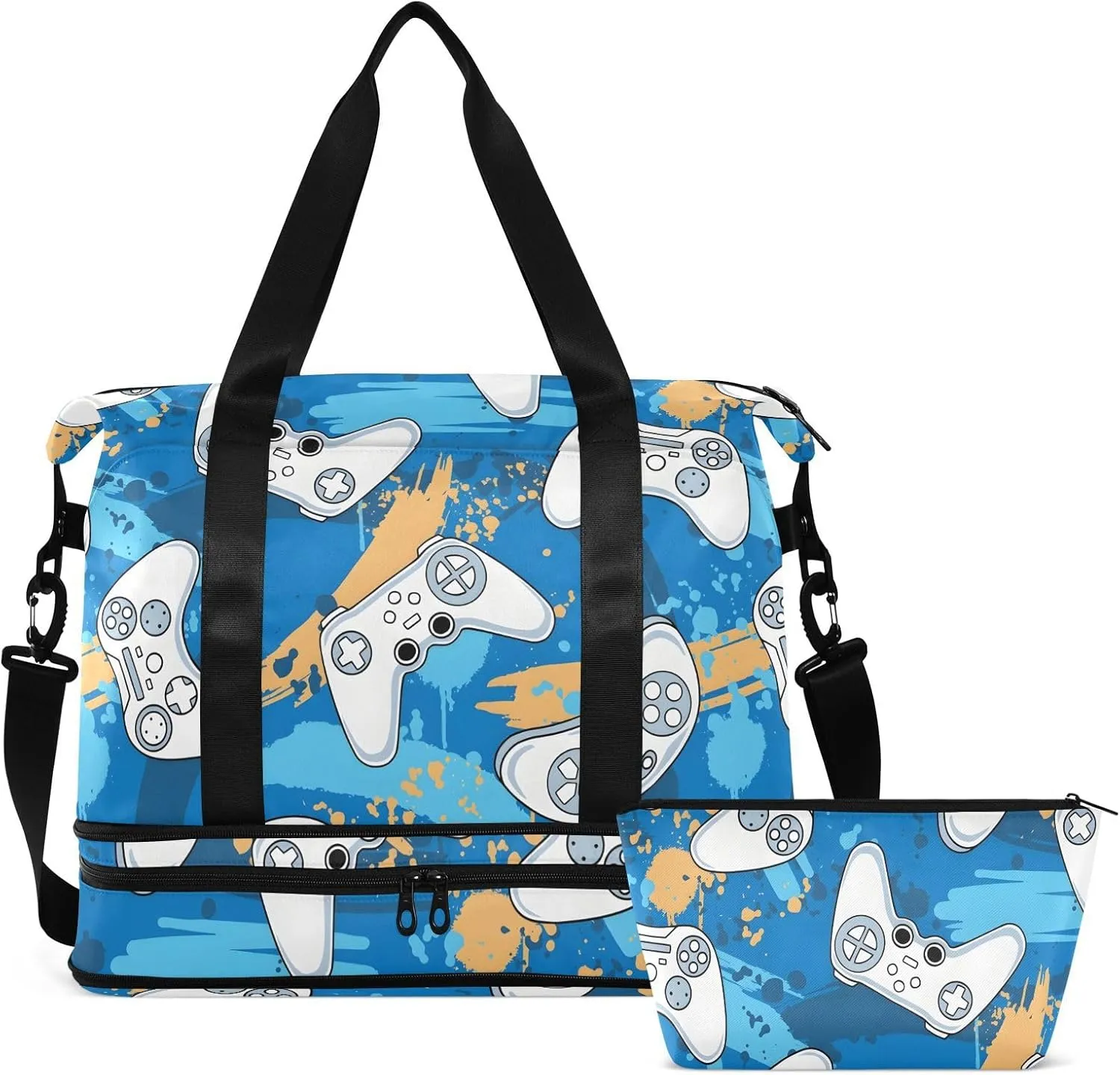 Gamer Game Controller Traveling Bag for Women Waterproof Gym Bags for Women, under the Seat Carry on Bag with Shoes Compartment