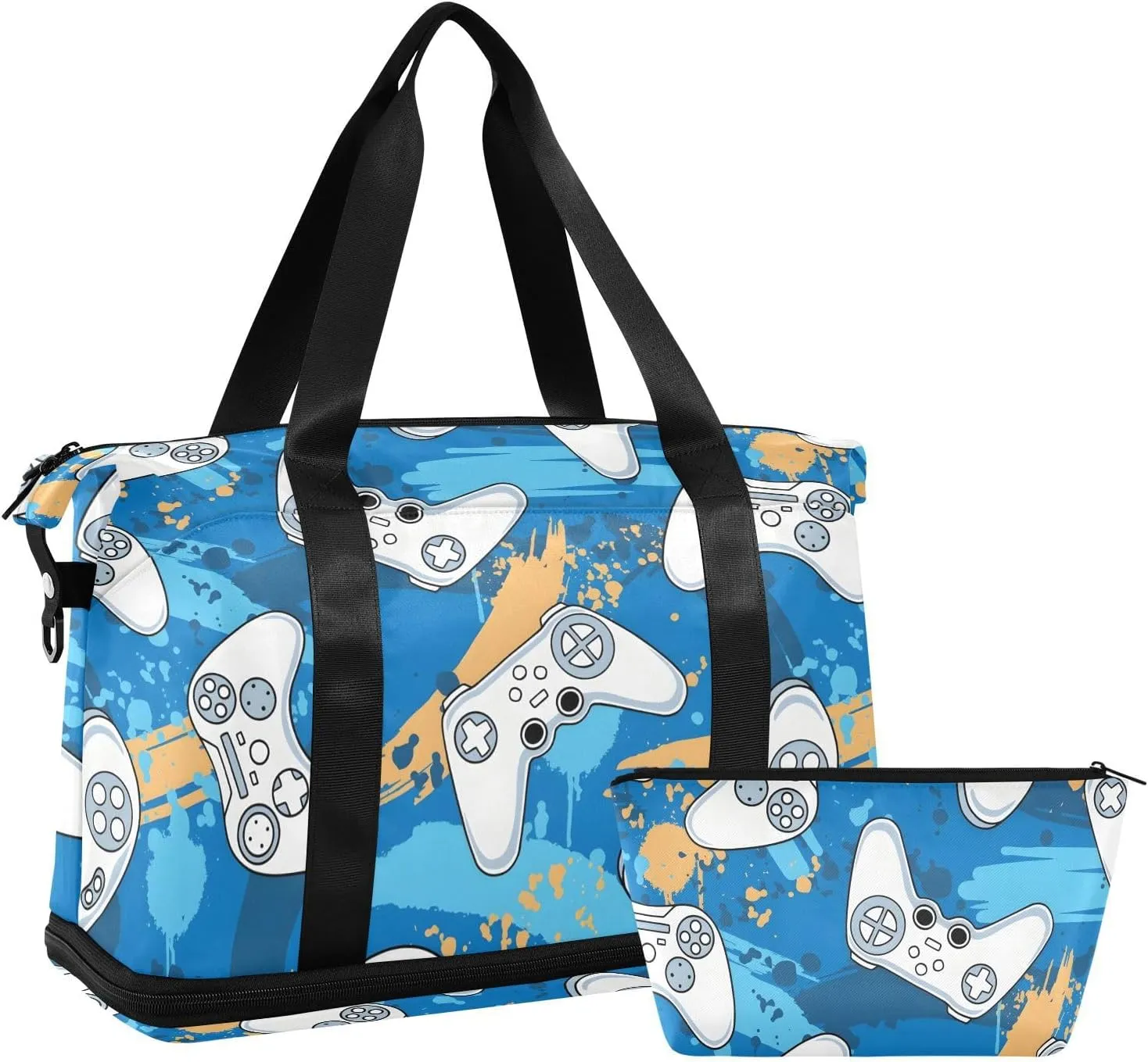 Gamer Game Controller Traveling Bag for Women Waterproof Gym Bags for Women, under the Seat Carry on Bag with Shoes Compartment