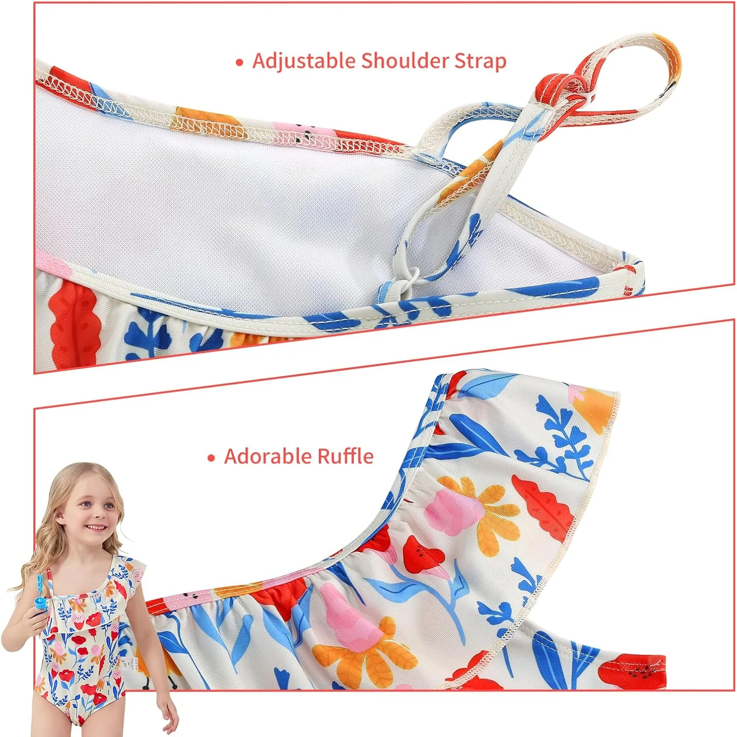 Girls One Piece Swimsuits One Shoulder Ruffle Bathing Suit Swimwear for Summer Hawaiian