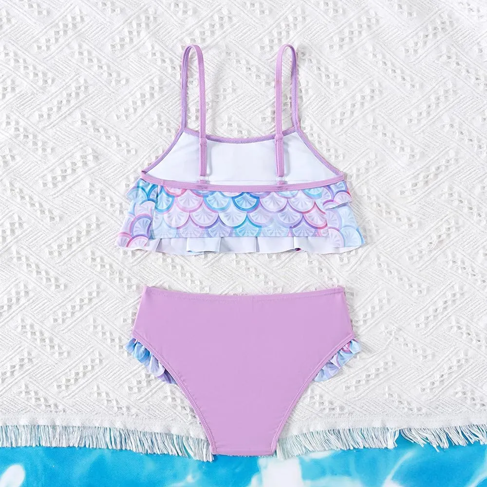 Girls' Swimsuit, Girls Bikini Adjustable Shoulder Strap with Lace Swimsuit Set 7-16Y