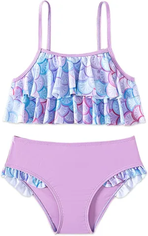 Girls' Swimsuit, Girls Bikini Adjustable Shoulder Strap with Lace Swimsuit Set 7-16Y