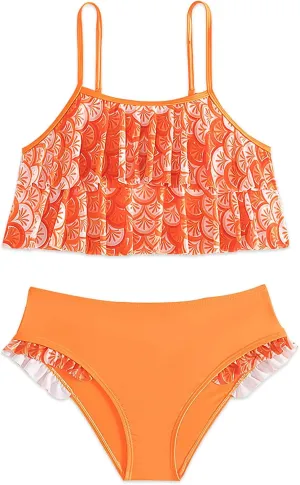 Girls' Swimsuit, Girls Bikini Adjustable Shoulder Strap with Lace Swimsuit Set 7-16Y