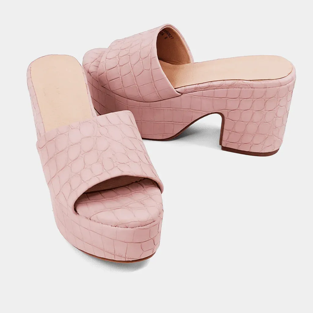 Giza Heel Sandal- Mauve Croc