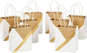 Hallmark 6" Small Paper Gift Bags, 8-Pack (White and Kraft) for Birthdays, Christmas, Weddings, Graduations, Baby Showers, Bridal Showers, Care Packages and More