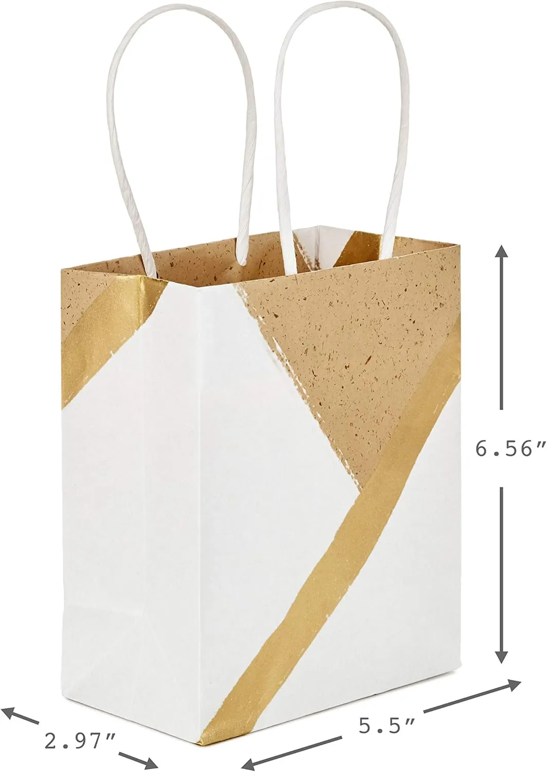 Hallmark 6" Small Paper Gift Bags, 8-Pack (White and Kraft) for Birthdays, Christmas, Weddings, Graduations, Baby Showers, Bridal Showers, Care Packages and More