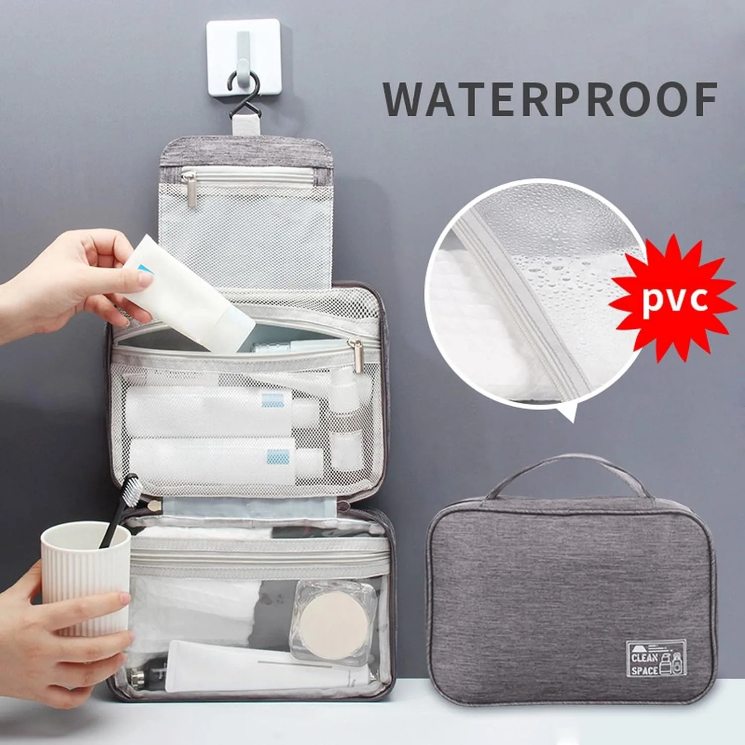 Hanging Toiletry Bag, 10" X 6.5", Large Capacity, Water-Resistant, Travel Essentials