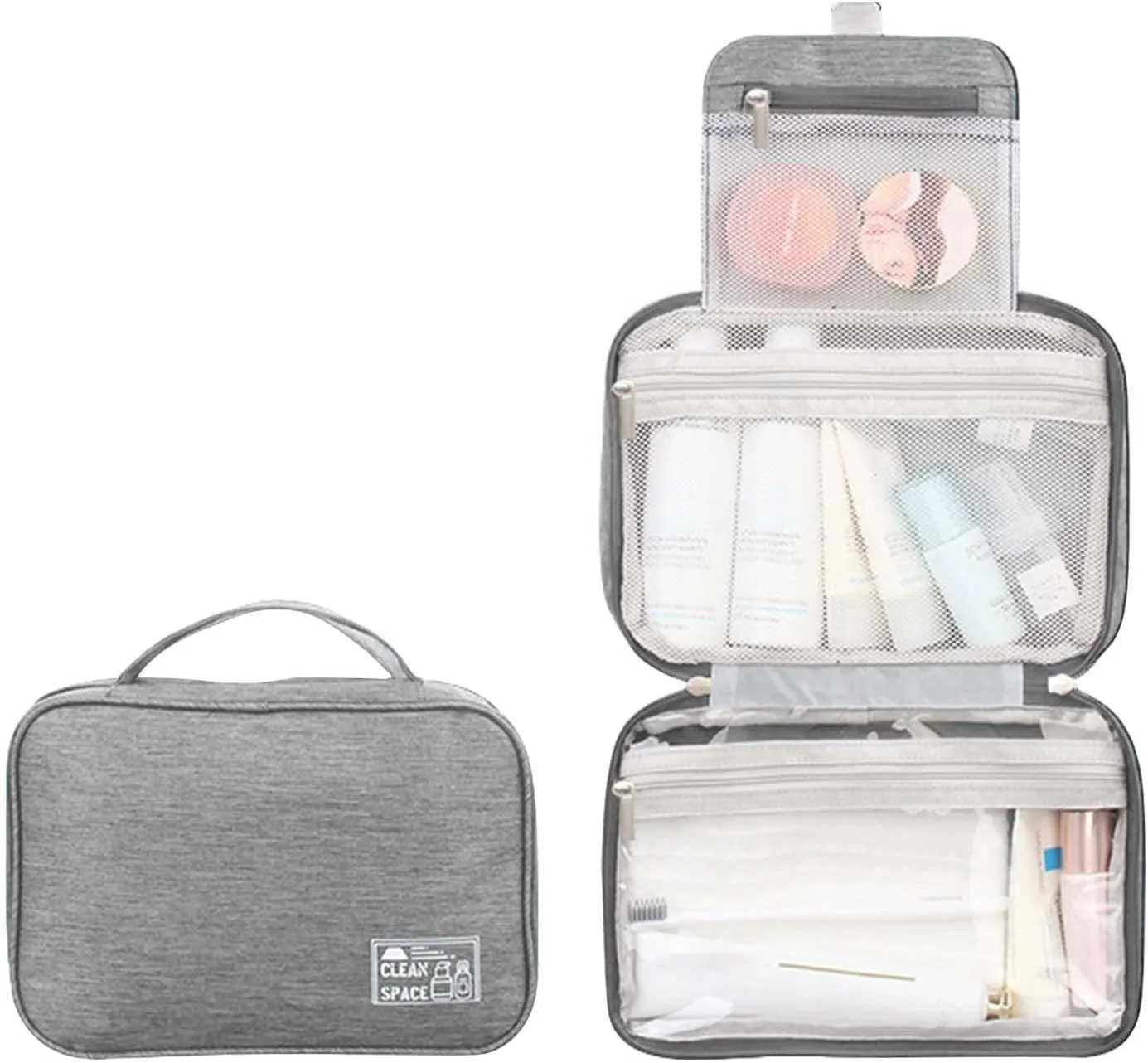Hanging Travel Toiletry Bag for Men,10" X 6.5" Makeup Bag,Foldable Portable Large Capacity Travel Bag for Toiletries,Water-Resistant Travel Cosmetic Bag,Travel Accessories