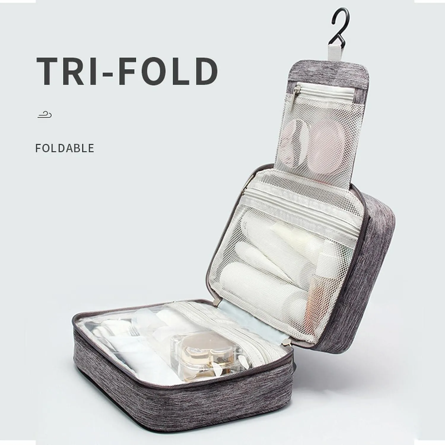 Hanging Travel Toiletry Containers,10" X 6.5" Makeup Bag Large,Portable Foldable Large Capacity Travel Bag for Toiletries,Waterproof Travel Cosmetic Bag,Travel Essentials