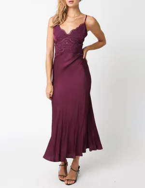 Hetty Embroidered Sangria Midi Dress