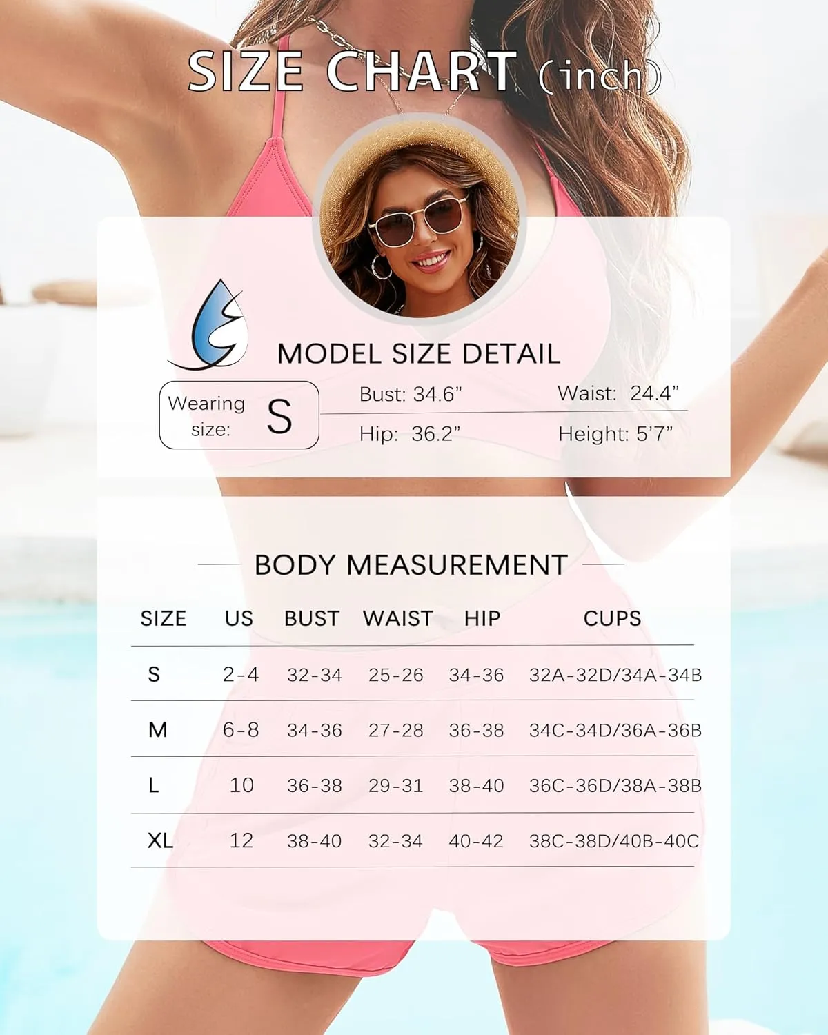 High Waitsed Bikini Sets for Women Two Piece Swimsuit Tummy Control Bathing Suit Shorts V Neck Top Lace Up