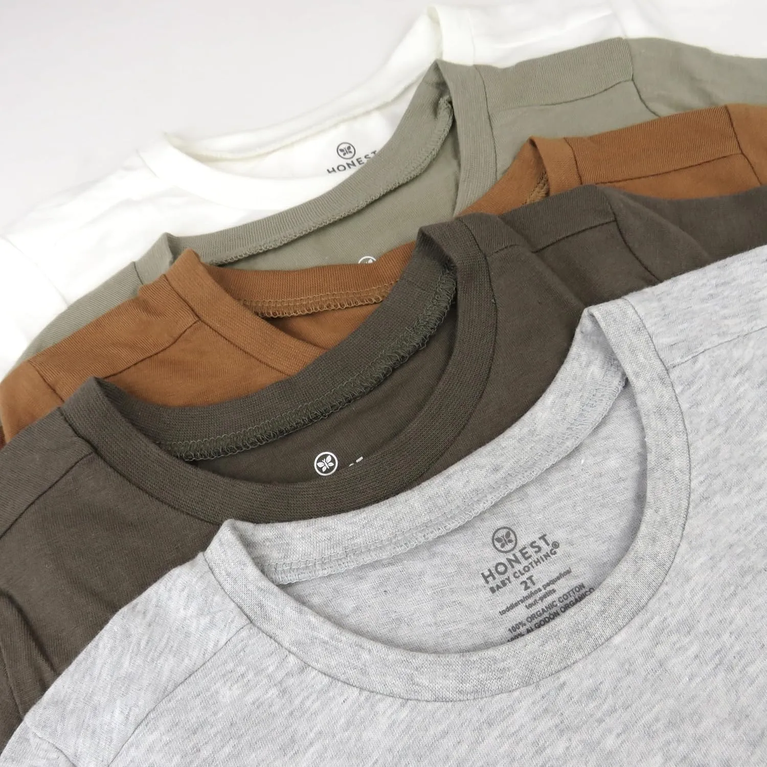 HonestBaby unisex-baby 5-pack Short Sleeve T-shirts 100% Organic Cotton