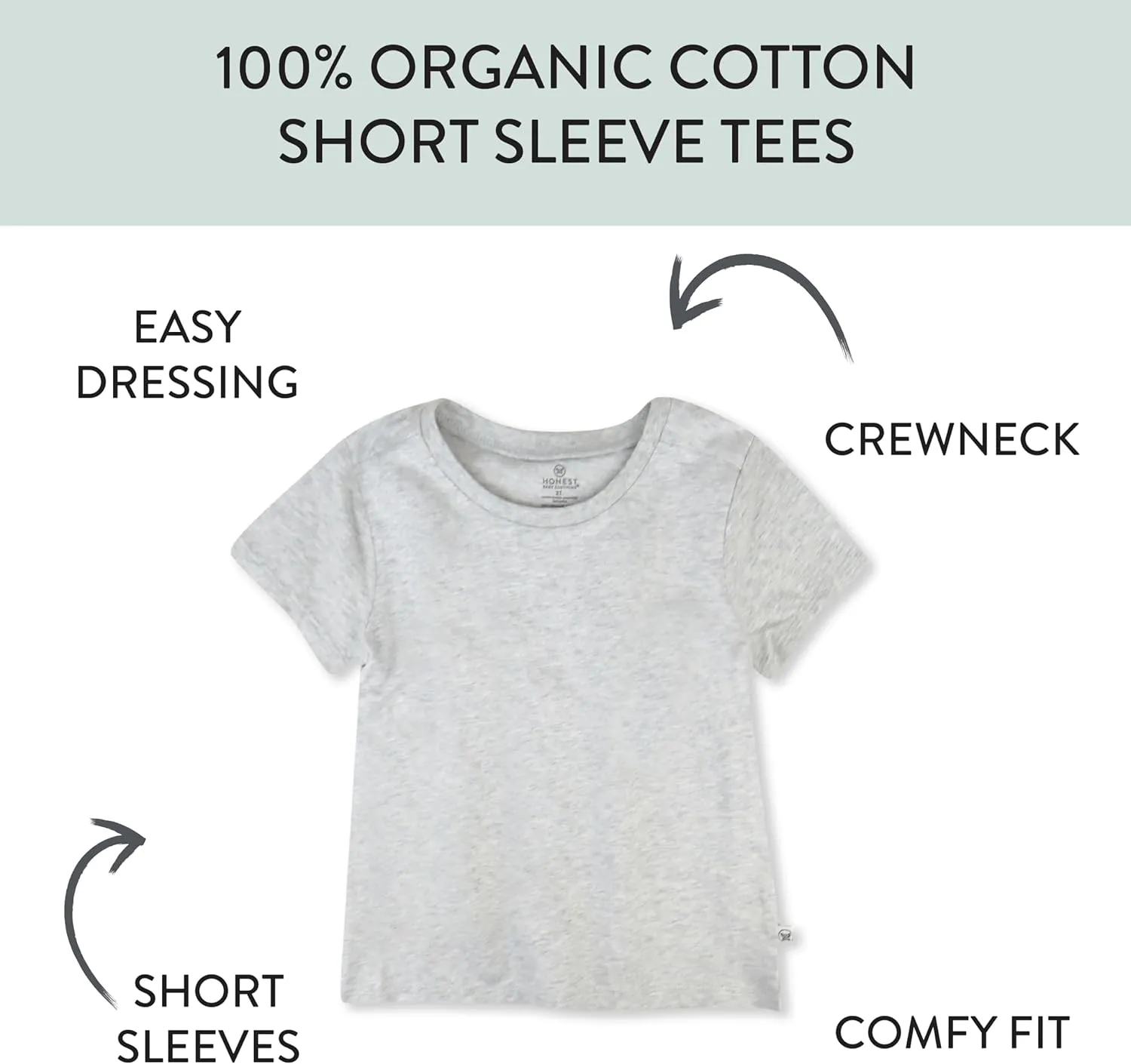HonestBaby unisex-baby 5-pack Short Sleeve T-shirts 100% Organic Cotton