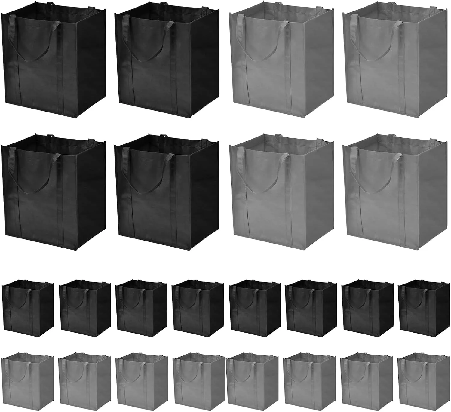 JERIA 24-Pack Reusable Grocery BagsLarge Washable Foldable Shopping BagsHeavy Duty Tote Bags with Reinforced Handles