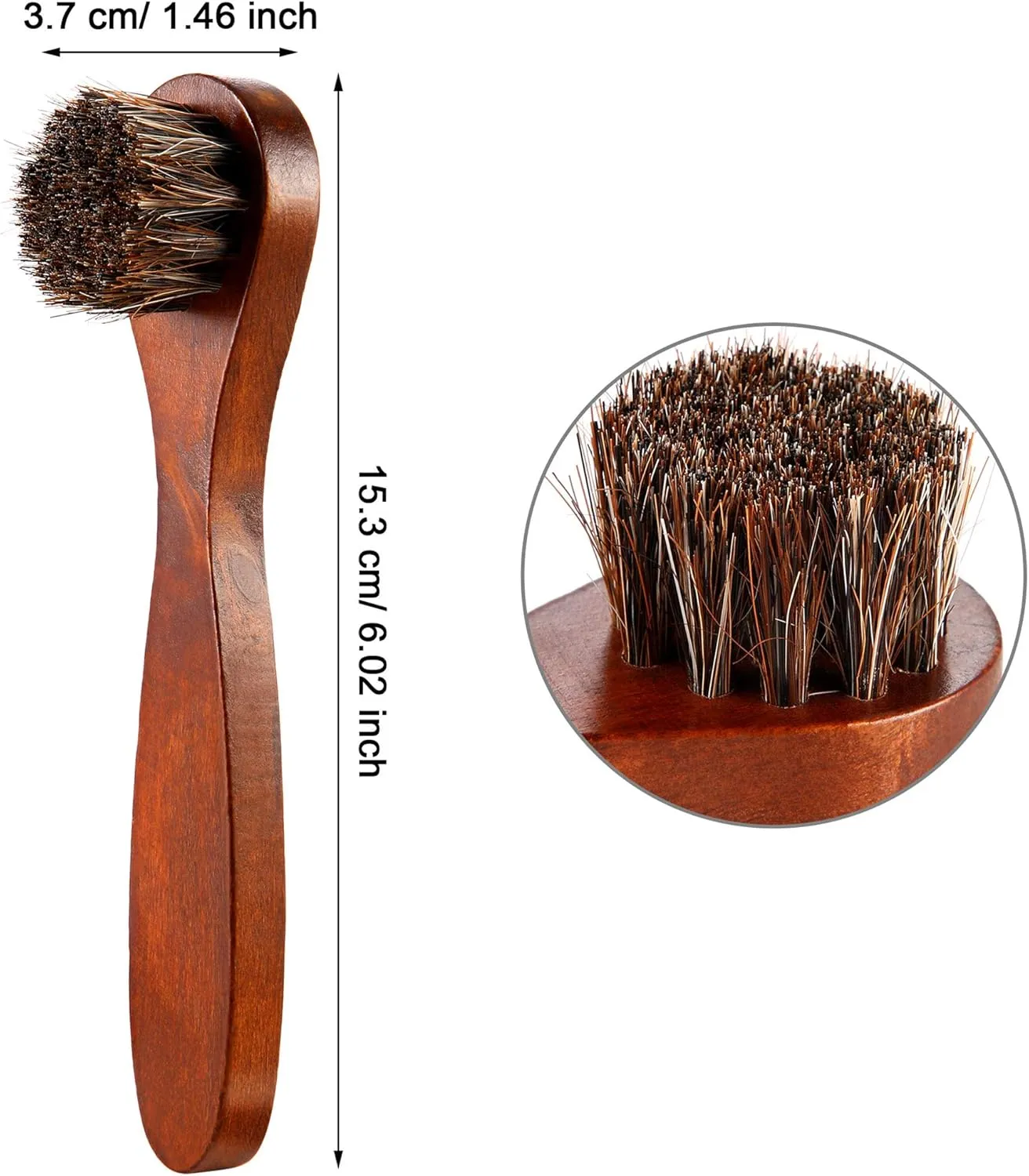 Jovitec 5 Pack Horsehair Polish Applicator Brush Kit Saddle Soap Shoe Shine Brush Dauber Wooden Care Shine Clean for Leather Boot Bag