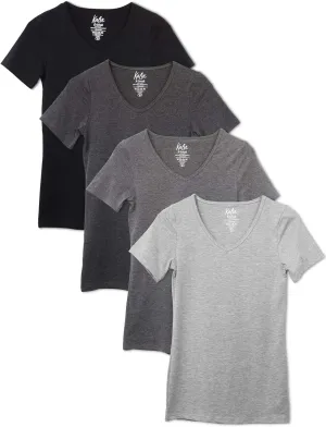 Kalon Women's 4-Pack V-Neck T-Shirt Base Layer