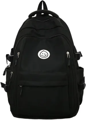 Kawaii Backpack with Cute Accessories Travel Backpacks Lightweight Casual Daypack Waterproof Laptop Women Men (Black)