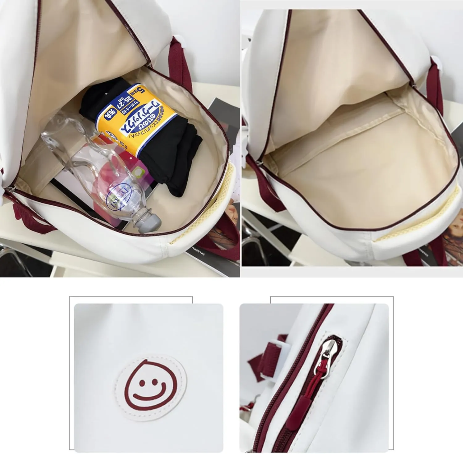 Kawaii Backpack with Cute Accessories Travel Backpacks Lightweight Casual Daypack Waterproof Laptop Women Men (Grey)