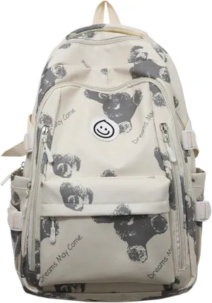 Kawaii Backpack with Cute Accessories Travel Backpacks Lightweight Casual Daypack Waterproof Laptop Women Men (Grey)