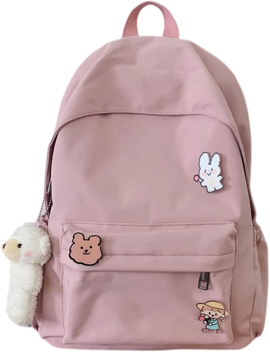 Kawaii Cute Aesthetic School Laptop Backpack with Accessories Pin Plush Pendant for Teen Girls, Students